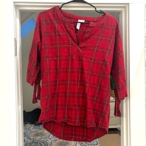 Red plaid flannel shirt